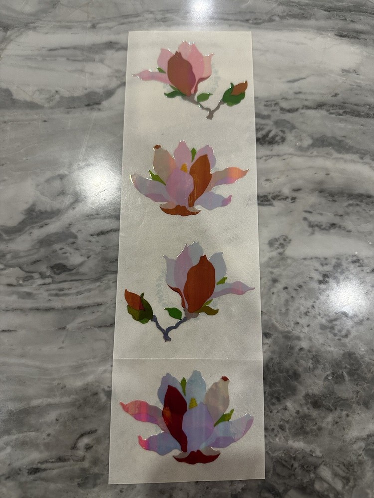 4 Mrs Grossmans Large Lotus Flower Opal Irradescent Mother Of Pearl 1988 Sticker