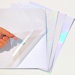 36 Sheets Holographic Laminate Sheets Clear Self Adhesive Sticker Paper | Transp