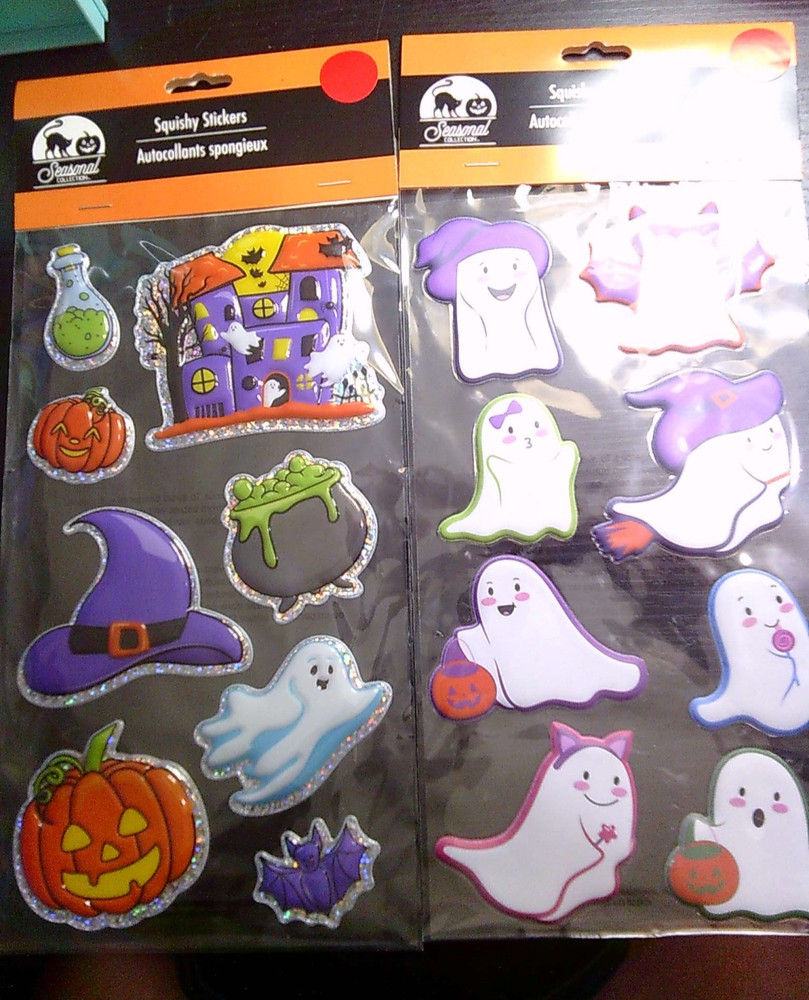 2 NEW packs puffy squishy HALLOWEEN theme stickers pumpkins ghosts bat