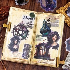 Gothic Scrapbook Stickers 180Pcs Waterproof Floral Witch Designs for Journaling