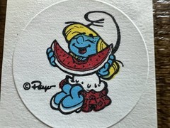 Vintage 1980s RARE Smurf Scratch N Sniff WATERMELON Stickers Lot (4) Collectible
