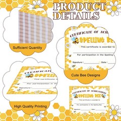 100 Pcs Spelling Bee Achievement Award Certificates 11×8 inch Recognition