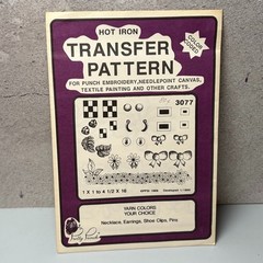 VTG MCM Transfer Pattern Hot Iron On Punch Embroidery Needle Point Necklace