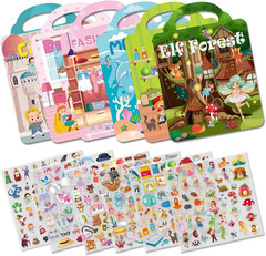 Reusable Sticker Books for Toddlers Ages 2-8, 3D Puffy Stickers Activity Set