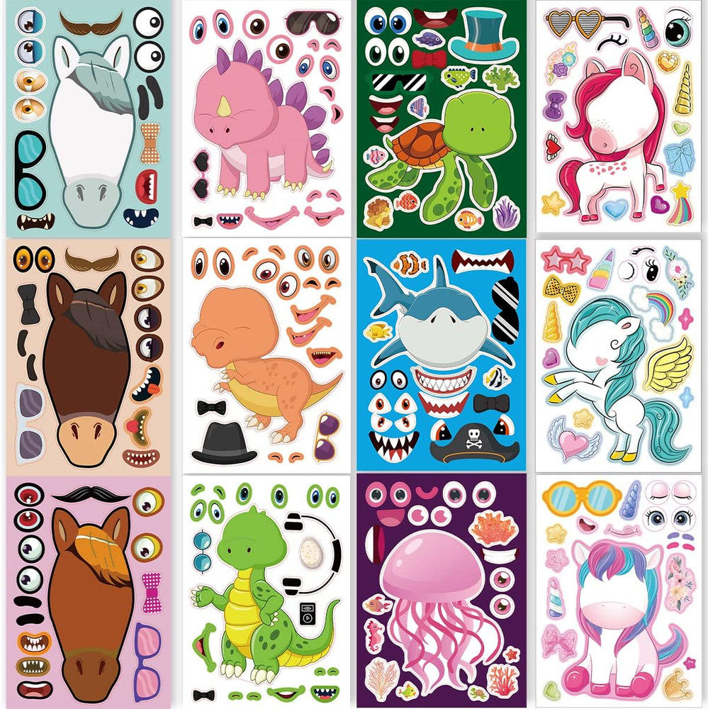 24 Sheets 8.27»×5.9» Make Your Own Stickers for Kids Toddlers, Make a Face Sti