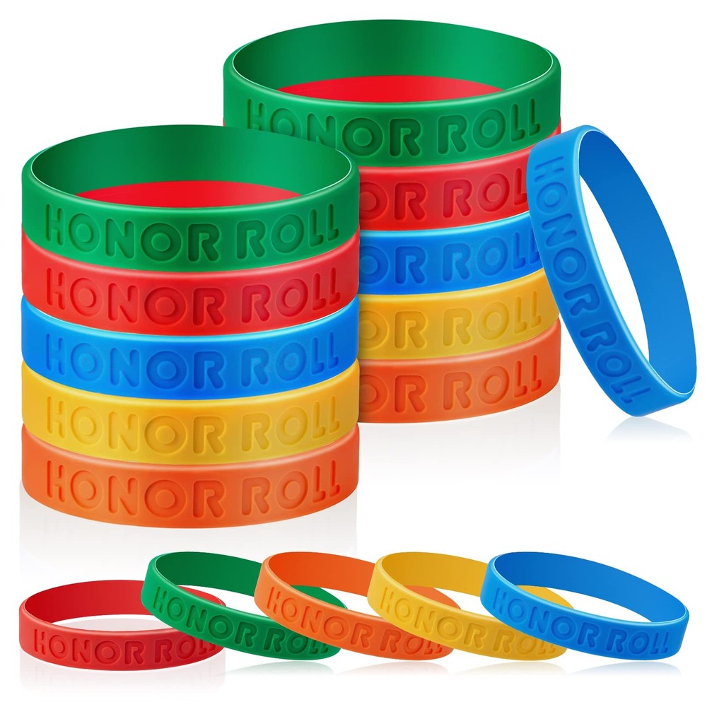 200 Pcs Honor Roll Rubber Wristbands Celebration Items Bulk Certificates Colo…