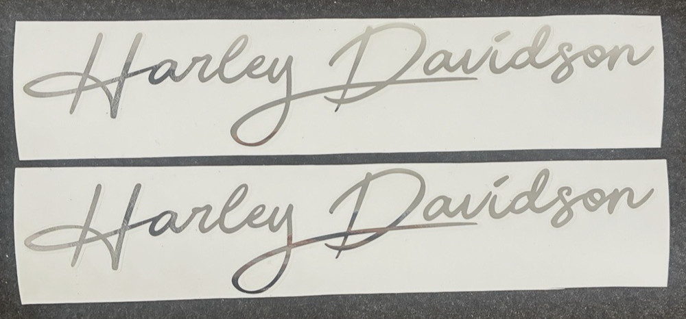 Harley-Davidson Sticker Reproductions – High-Quality Vinyl (Pair)-Chrome Color-