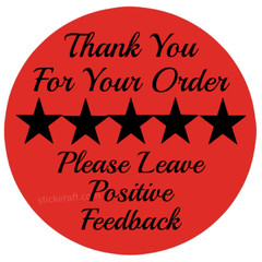 Thank You Stickers 5 Star Feedback Labels Small Business Packaging