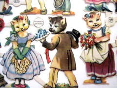 Sweet 1950’s PZB Die Cuts of Darling Cats Dressed in Human Costumes *