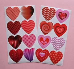 16 Pretty Heart Stickers Large Heart Stickers Valentines Heart Stickers Set C