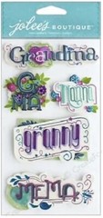 RARE Jolees GRANDMA WORDS Nana Granny Mema G-Ma Titles Gammy Scrapbook Stickers