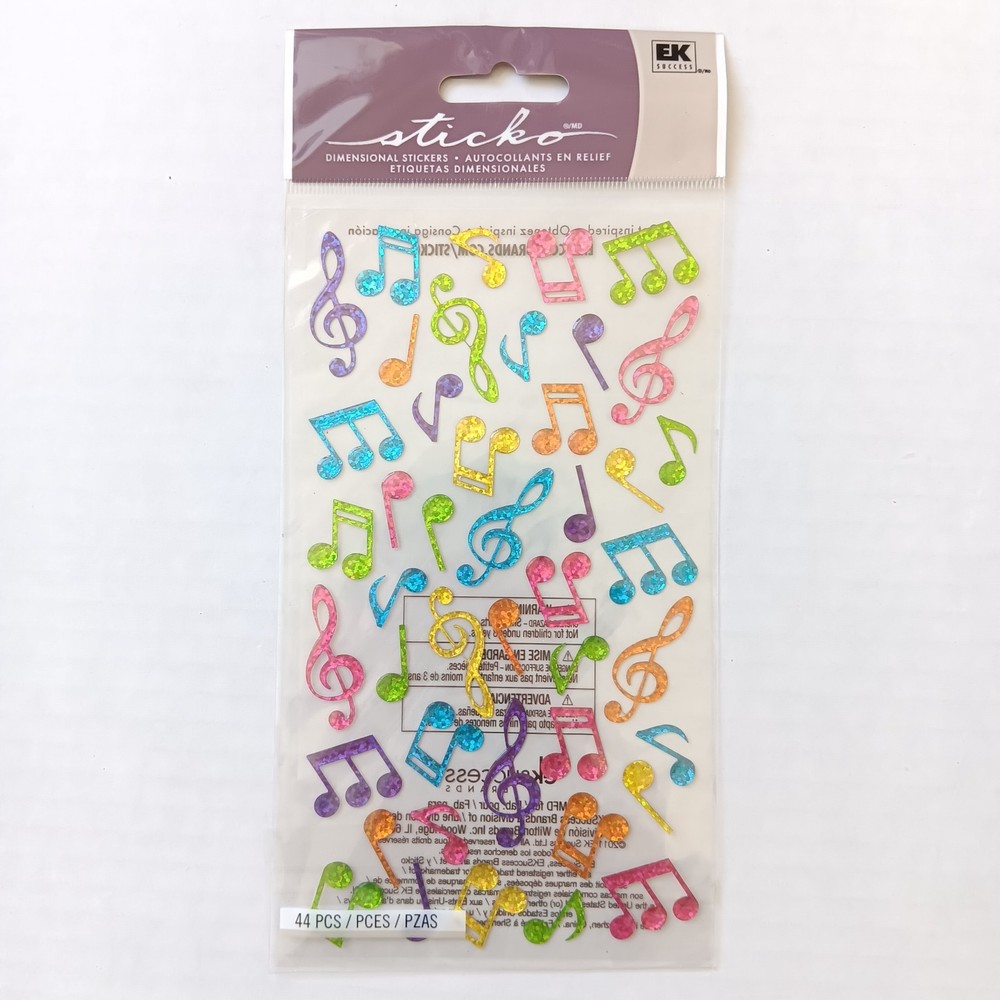 EK Success Sticko Dimensional Colorful Music Notes Stickers – 44 PC