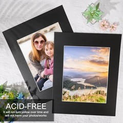 15 Pack 11×14 Picture Mats for 8×10 Photos Black Bevel Cut Mat Board Frame Kit