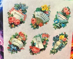 Vintage 1990 John Grossman Gifted Line Victorian Sentiment Floral Stickers