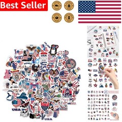 Patriotic Sticker Bulk Lot 100 Assorted 4th of July American Flag Vinyl Decals