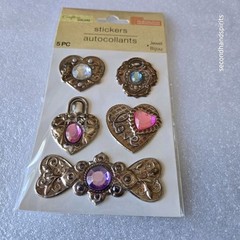 NEW Crafters Square 6 Pkgs Bejeweled Metallic Stickers Steampunk Victorian