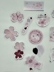 Japanese Sakura Flake Stickers 42pcs Cherry Blossom Kawaii Scrapbook ST-12