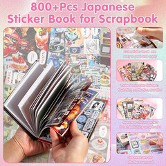 Japanese Sticker Book 800+ Die-Cut Stickers for Scrapbooking 45 Sheets Y2K Style