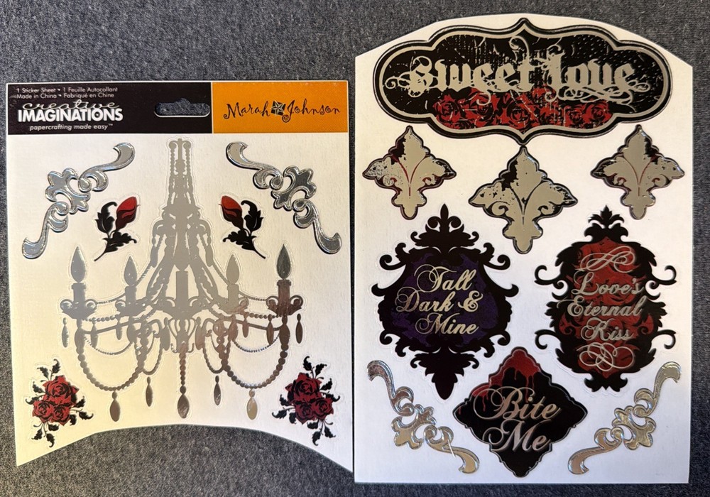Romantic Goth Sticker Sheet Scrapbook Craft Stickers