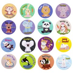 1000 pcs Animal Reward Stickers for Kids, Teachers, Classroom, 16 Designs