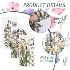 HICOHAND Rub on Transfers for Crafts, 3 5.91 x 11.81 inches, Wild Flowers