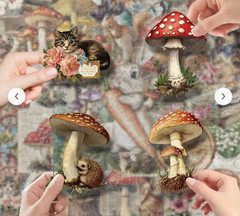 LOT 0F 25 MIXED STICKERS RABBITS FRUIT MUSHROOMS FLOWERS BIRDS VICTORIAN THEME