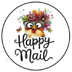 HAPPY MAIL CHICKEN ENVELOPE SEALS LABELS STICKERS PARTY FAVORS