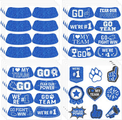 Blue Face Glitter Eye Black Stickers, 36PCS Football Baseball Eye Stickers, Brea