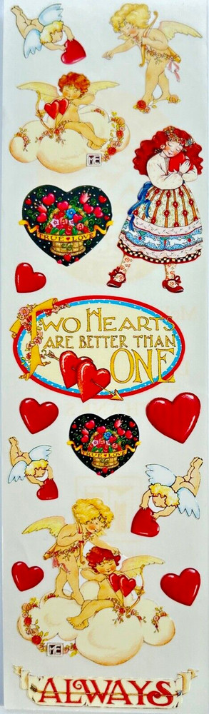 rare❤️Vintage 90s VALENTINES DAY STICKERS Mary Engelbreit Angel CUPID heart love