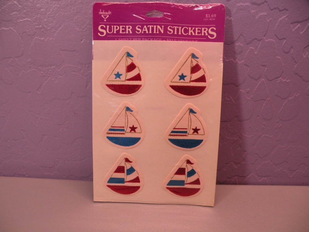 Vintage Hallmark/Ambassador SUPER SATIN Sailboat STICKERS Sealed