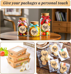 Thank You Stickers 500Pcs 1.5″ Kraft Labels Self Adhesive For Packaging Gifts