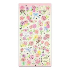 FLOWER STICKERS Craft Scrapbook Sticker Sheet Kawaii Pink Purple Floral Rose NEW