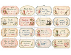1 Pg Sewing Tags For Card Toppers Junk Journal Supplies Scrapbook Ephemera