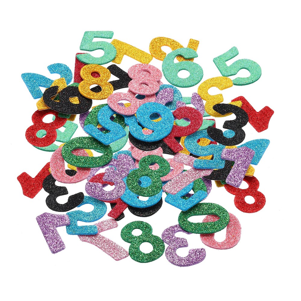 Foam Stickers 4Pack 120Pc EVA Adhesive Glitters Foam Shape Sticker Number