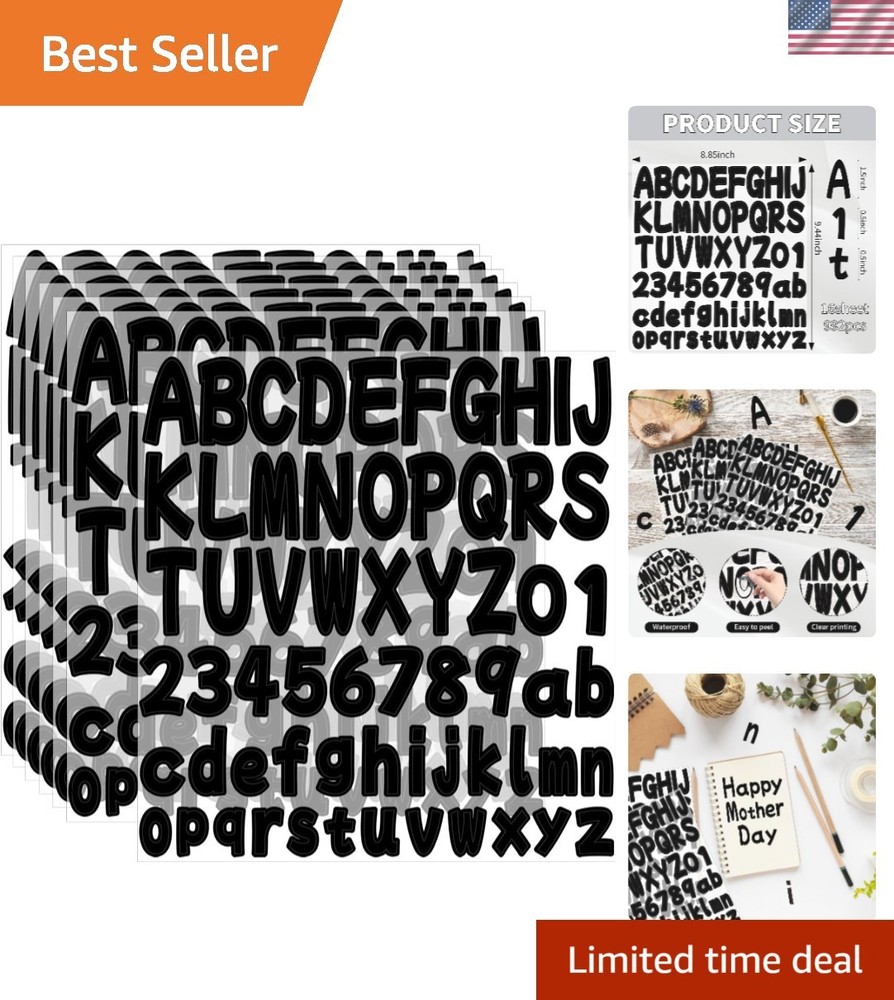 Letter Sticker 1.5 Inch,16 Sheets Alphabet Stickers,Vinyl Self Adhesive Water…