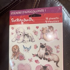 Vintage Stickers New 4 Sheet AGC Made USA Kittens Puppies Sticker-doo-da Dogs