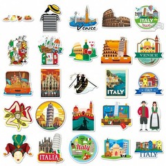 50 PCS Itanly Travel World Stickers Italian City Landmark Vacation Waterproof