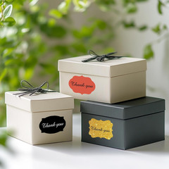 350 PCS Fancy Shape Stickers, 2″ x 1.2″ Black Label Stickers for Presents, Jars,