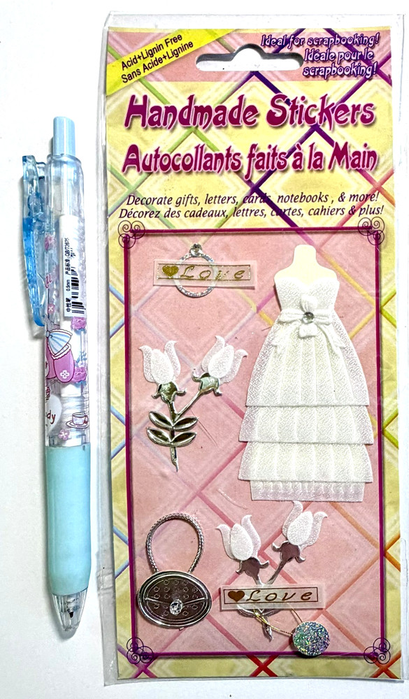White Prom Dress Love Stickers Scrapbooking Card Journal Planner