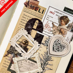 100 Pcs Vintage Frame Decorative Stickers – Scrapbooking Supplies for Color-1