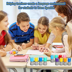 16 Pcs Spanish Teacher Self Inking Stamps Teacher Gifts Motivation Grading Stamp
