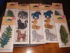 13 pkgs Crafters Square Chipboard Shapes Horse Cat Dog Clock Keys Crosses (53)
