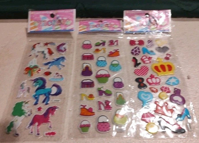 Children 3D cartoon stickers Three sheets assorted vibrant colorful high detail