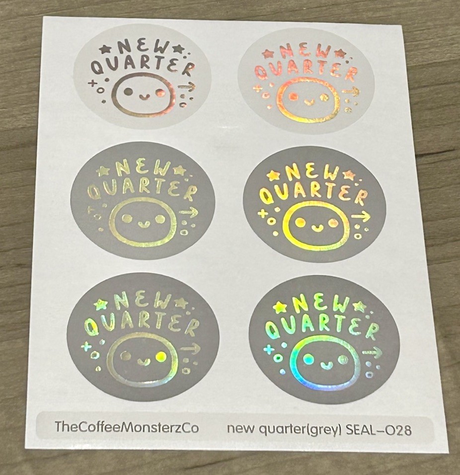 NEW TheCoffeeMonsterzCo New Quarter Grey Sticker Seals TCMC Stickers