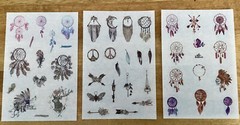 Large Lot of Stickers, Temporary Tattoos/Transfers, & Stencils, Plastic Snap Bin