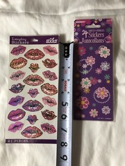 NEW Lot Of 4 Packages Of Stickers Metallic Kisses Lips Alphabet Flowers Sayings