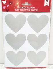 Heart Scratch Off Stickers 2.5″ or 1.5″ Red Silver Pink Valentines Day DIY Craft