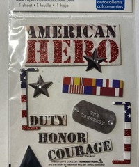 Paper House 3D American Hero Scrapbooking Stickers Glitter Marines Military