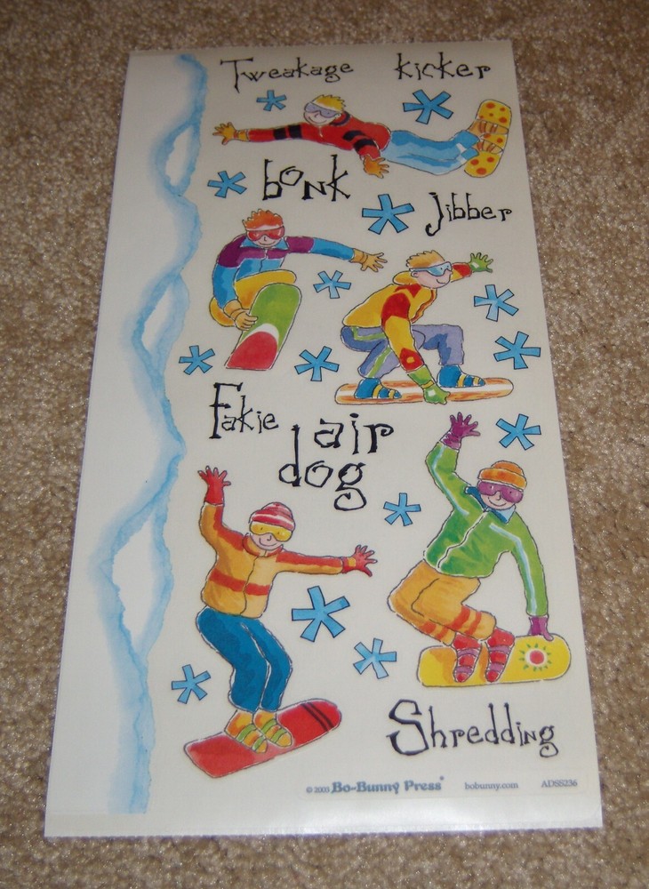 Bo Bunny Sticker Sheet ~ Snowboarding