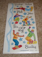 Bo Bunny Sticker Sheet ~ Snowboarding